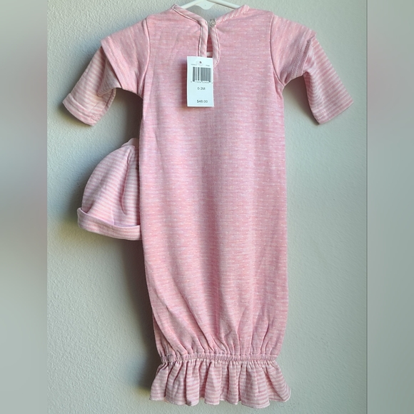 NWT- Boutique CachCach- Infant Girl's Gown And Matching Hat Sz 0-3M - Picture 3 of 5